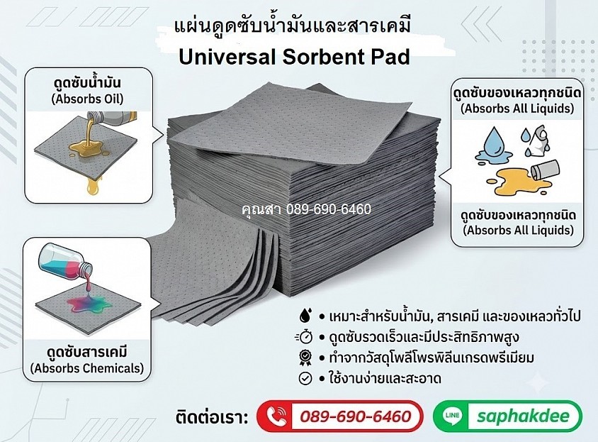 แผ่นดูดซับน้ำมันและสารเคมี Universal pad